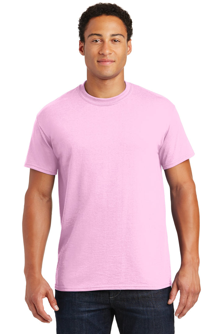 Front View of Light Pink Gildan DryBlend 50 Cotton/50 Poly T-Shirt. 8000