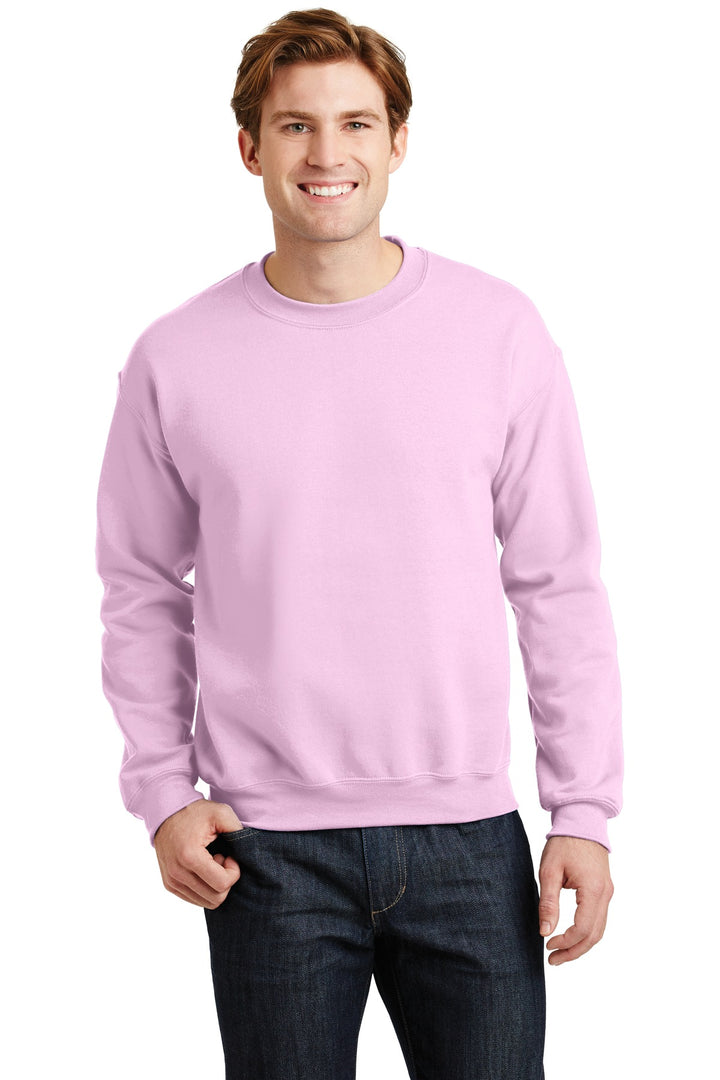 Front View of Light Pink Gildan Heavy Blend Crewneck Sweatshirt. 18000
