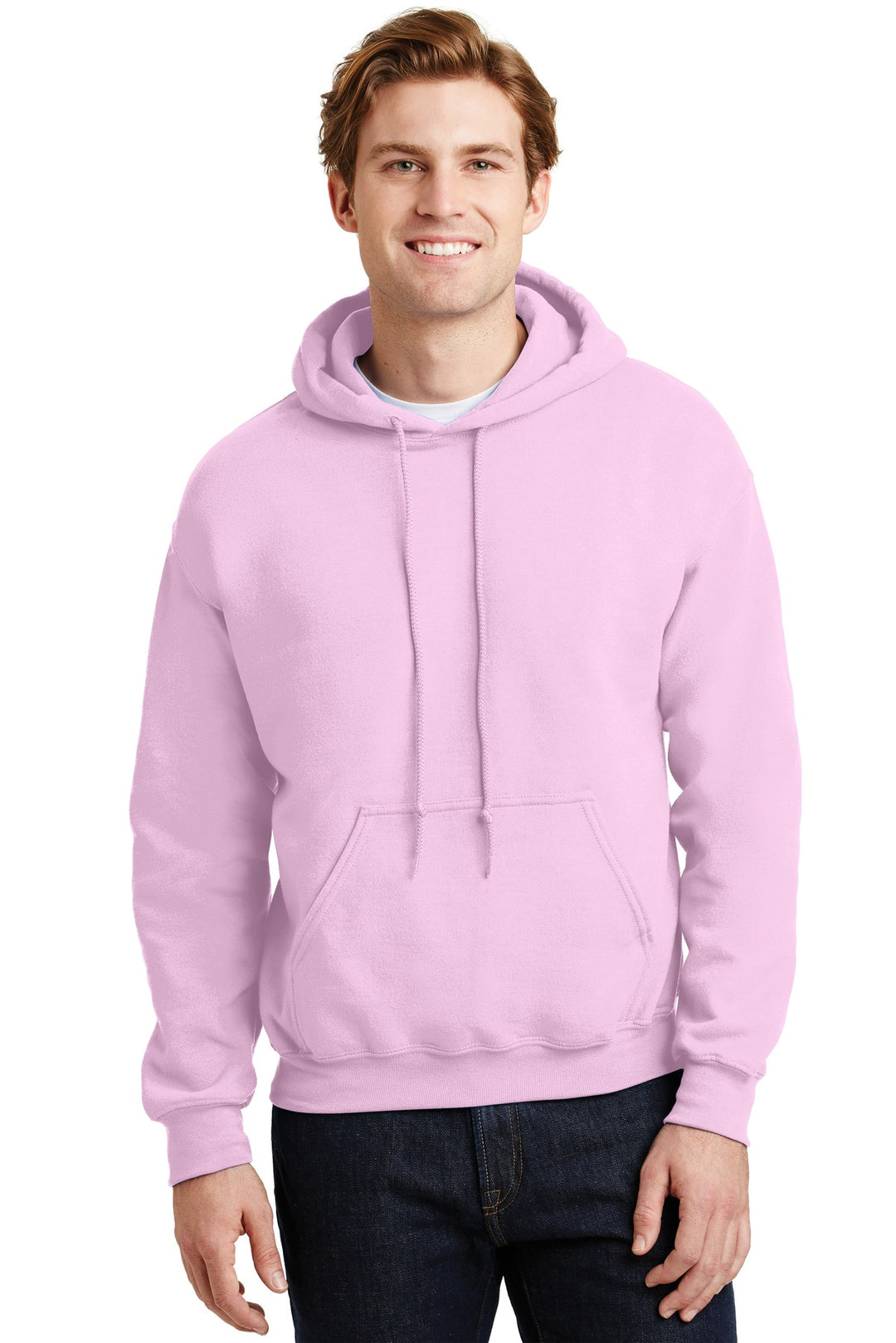 Front View of Light Pink Gildan - Heavy Blend Hooded Sweatshirt. 18500
