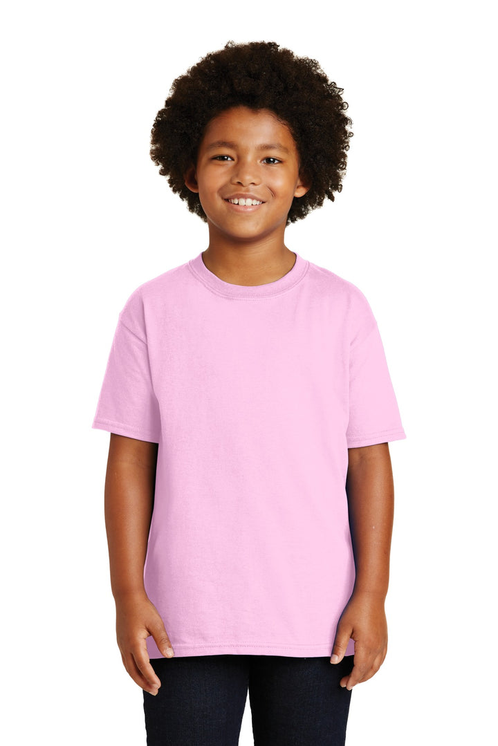 Front View of Light Pink Gildan - Youth Ultra Cotton 100% US Cotton T-Shirt. 2000B