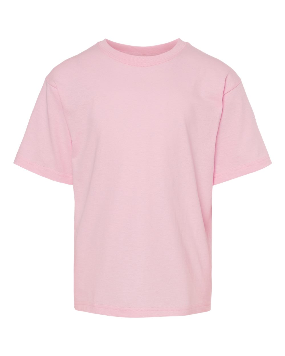 Front View of Light Pink Youth Gold Soft Touch T-Shirt - 4850