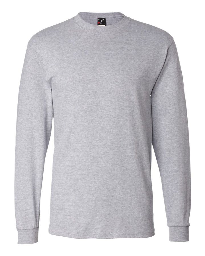 Front View of Light Steel Beefy-T® Long Sleeve T-Shirt - 5186