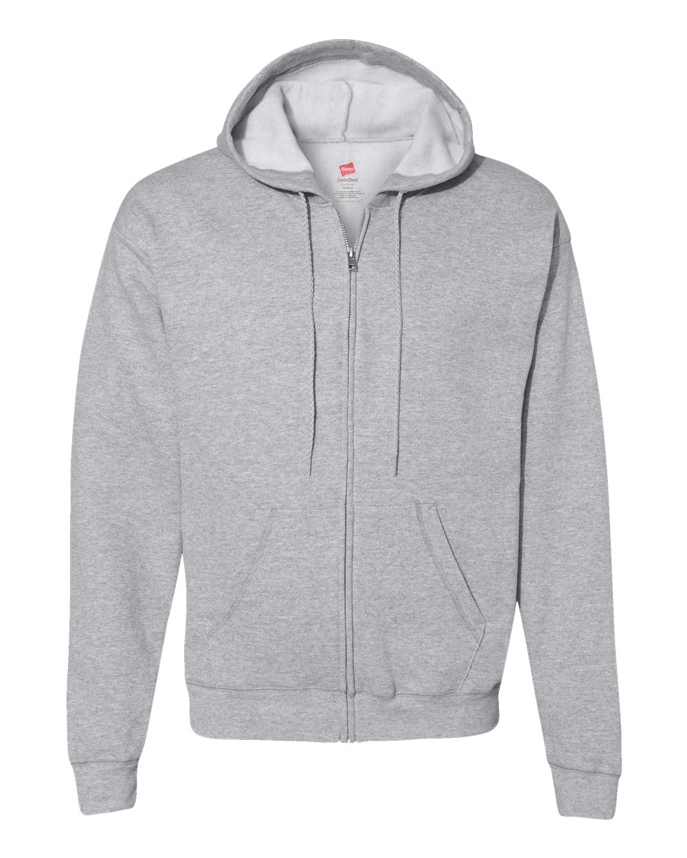 Front View of Light Steel Ecosmart® Full-Zip Hooded Sweatshirt - P180
