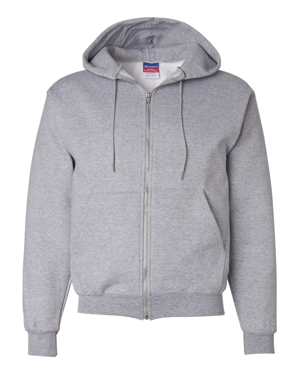 Front View of Light Steel Powerblend® Full-Zip Hooded Sweatshirt - S800
