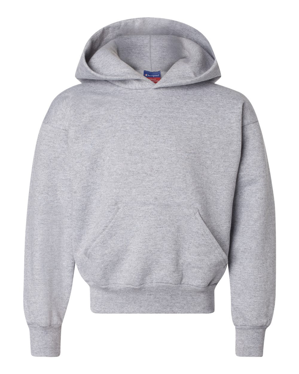 Front View of Light Steel Powerblend® Youth Hooded Sweatshirt - S790
