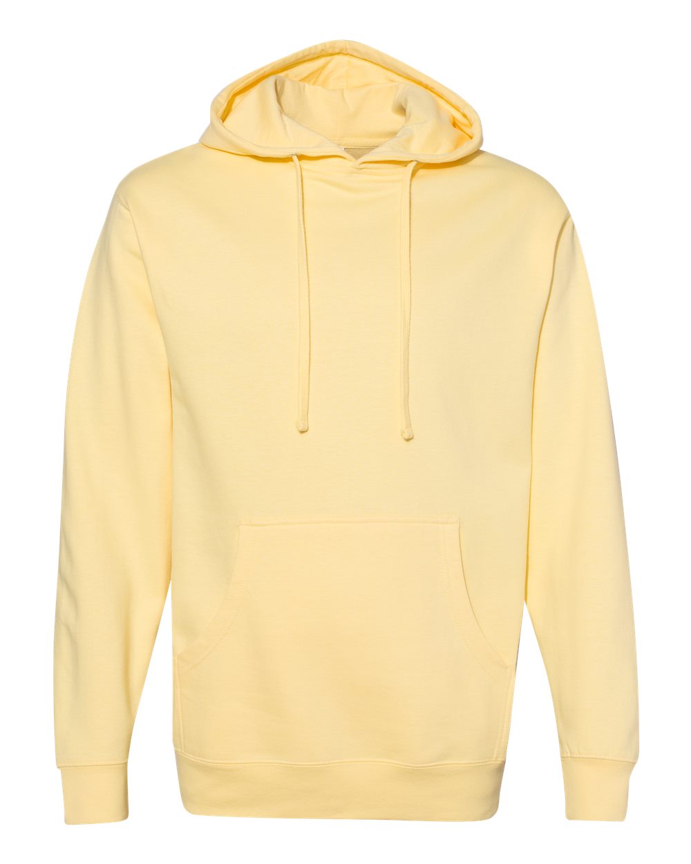 Front View of Light Yellow Midweight Hooded Sweatshirt - SS4500