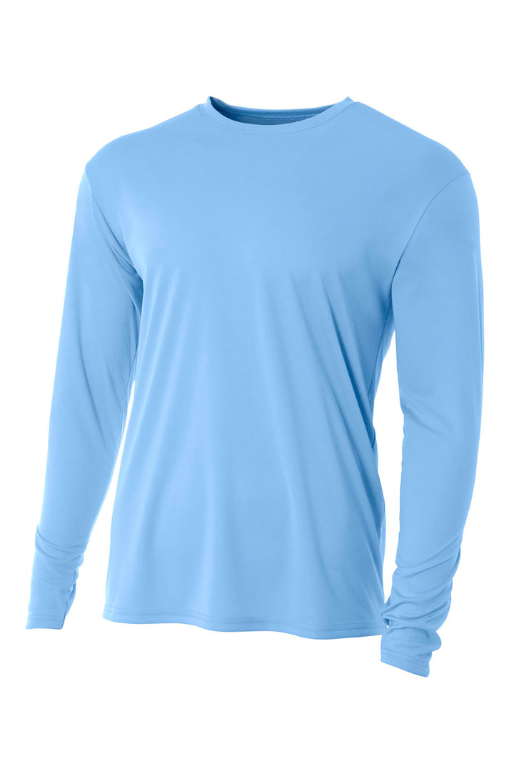 Front View of LightBlue A4 Cooling Performance Long Sleeve Tee A4N3165