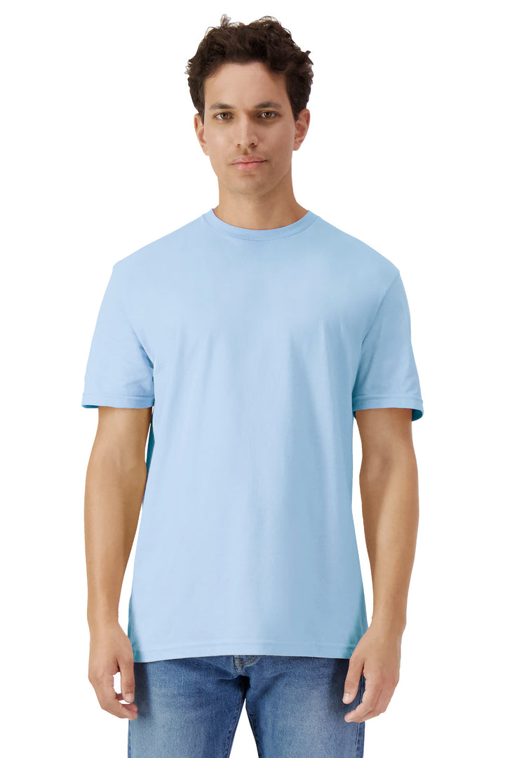 Front View of LightBlue Gildan Light Cotton Tee 3000