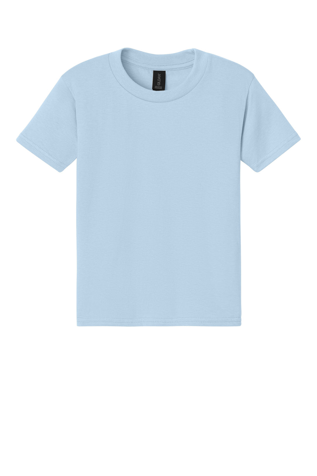 Front View of LightBlue Gildan Youth Softstyle Midweight Tee 65000B