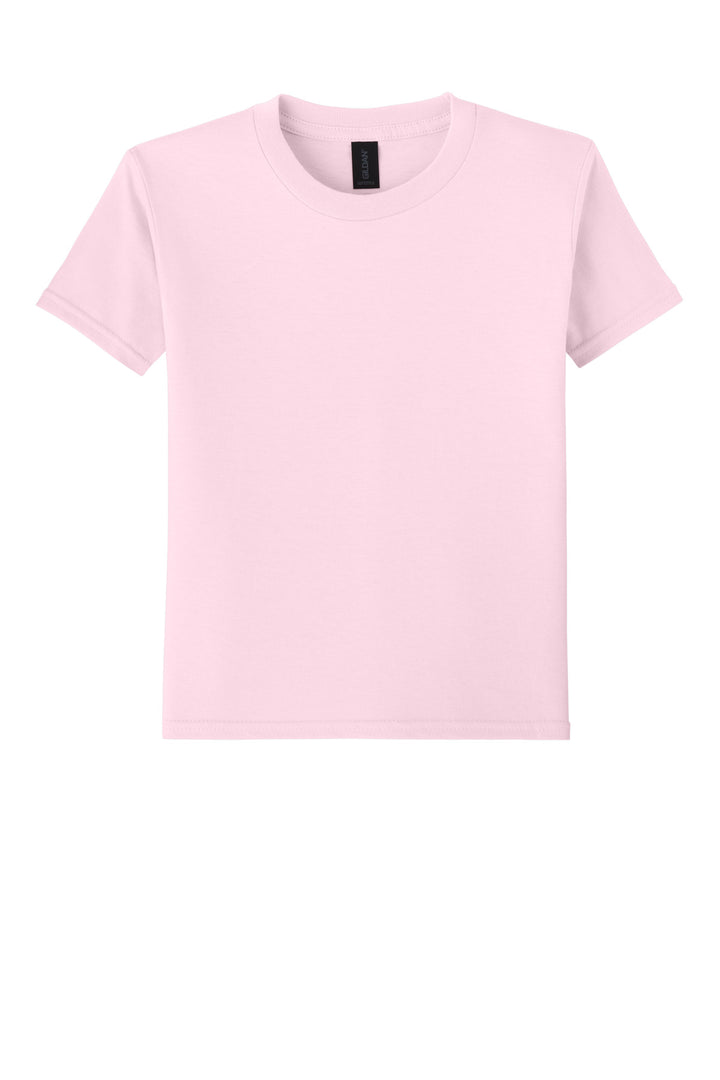Front View of LightPink Gildan Youth Softstyle T-Shirt 64000B