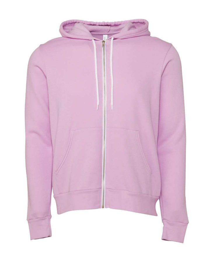 Front View of Lilac Sponge Fleece Full-Zip Hoodie - 3739