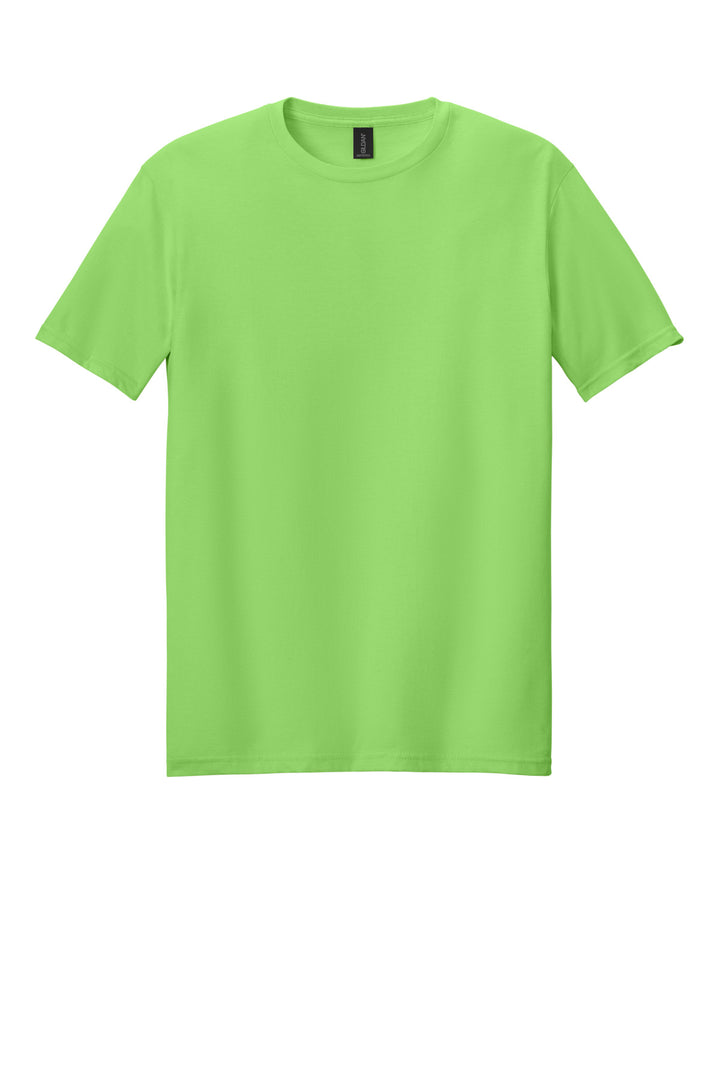 Front View of Lime Gildan Softstyle T-Shirt. 64000