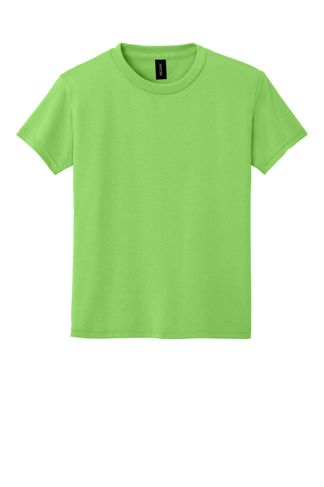 Front View of Lime Gildan Youth DryBlend 50 Cotton/50 Poly T-Shirt. 8000B