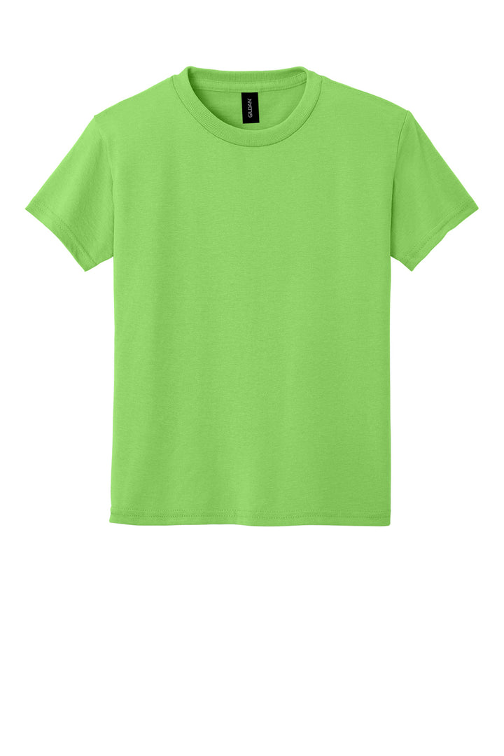 Front View of Lime Gildan Youth DryBlend 50 Cotton/50 Poly T-Shirt. 8000B