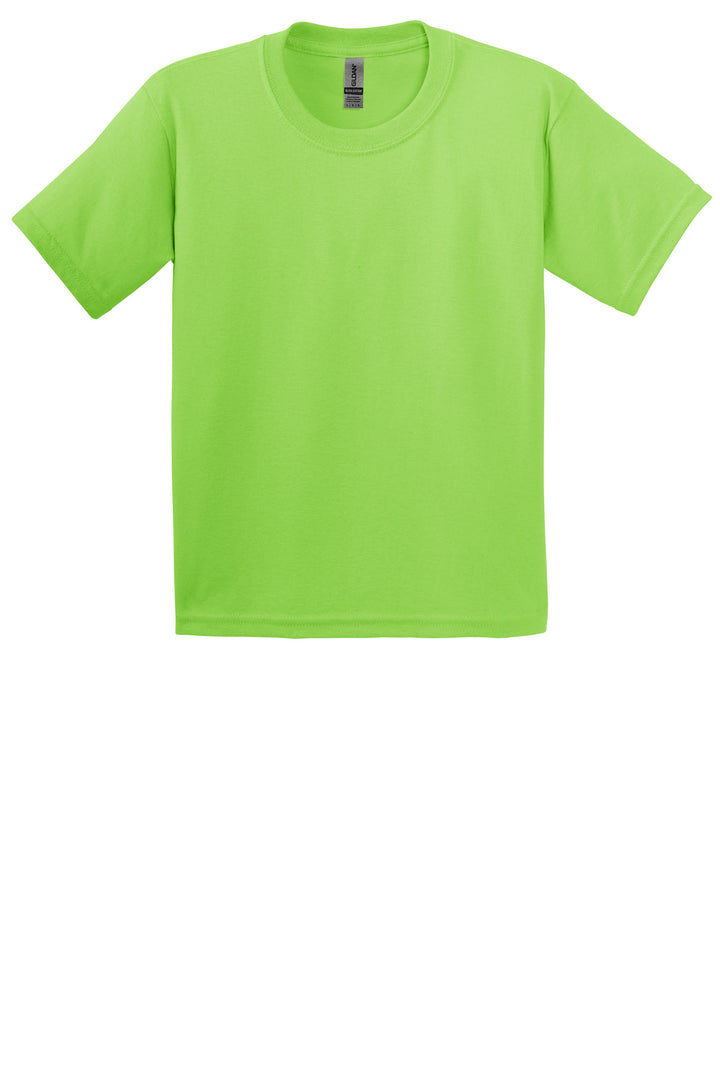 Front View of Lime Gildan - Youth Ultra Cotton 100% US Cotton T-Shirt. 2000B