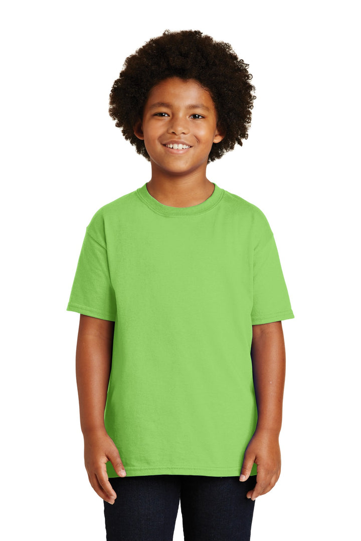 Front View of Lime Gildan - Youth Ultra Cotton 100% US Cotton T-Shirt. 2000B
