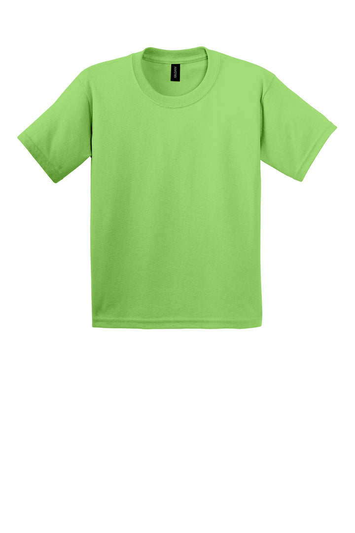 Front View of Lime Gildan - Youth Ultra Cotton 100% US Cotton T-Shirt. 2000B