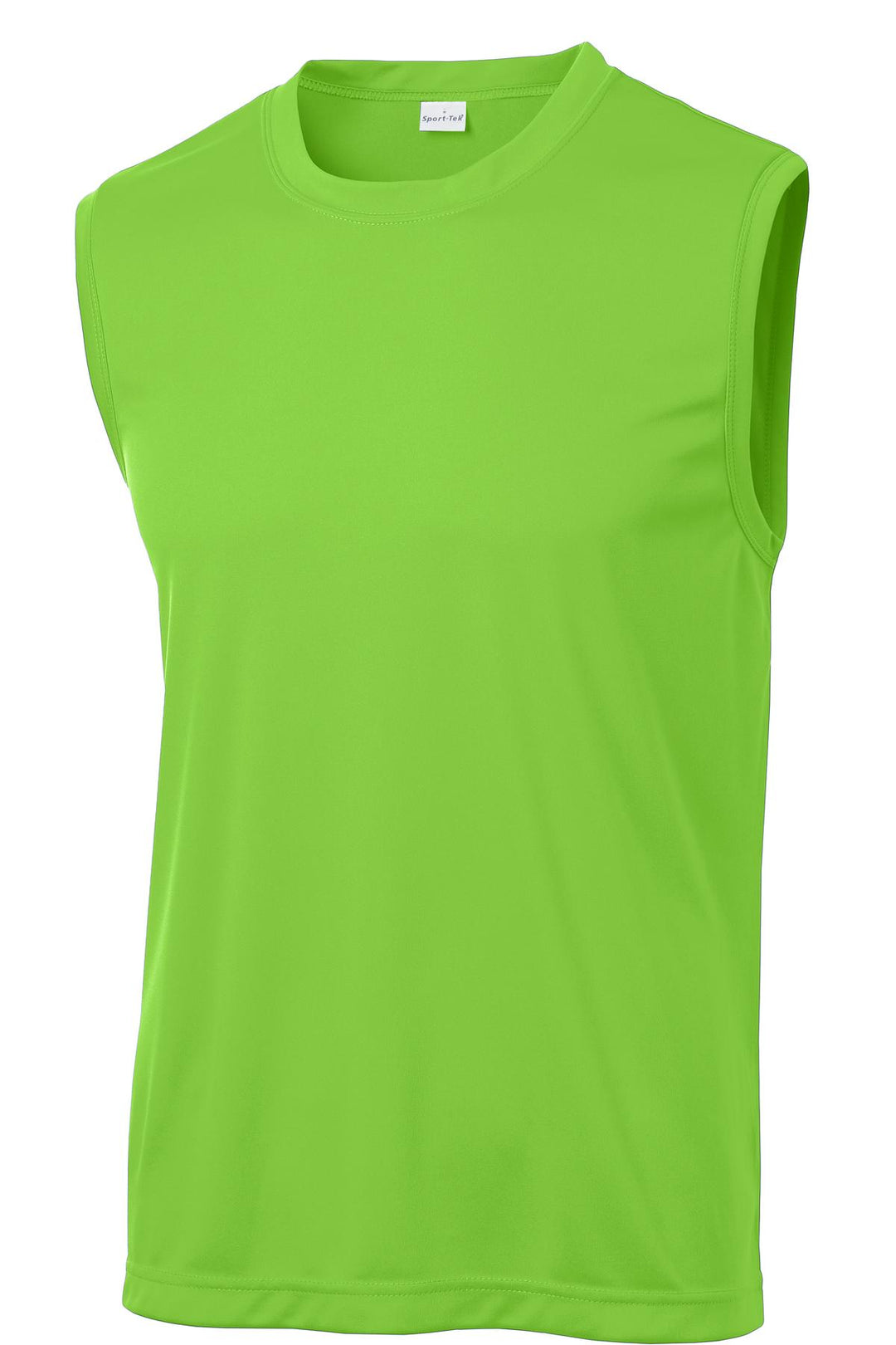 Front View of Lime Shock Sport-Tek Sleeveless PosiCharge Competitor Tee. ST352