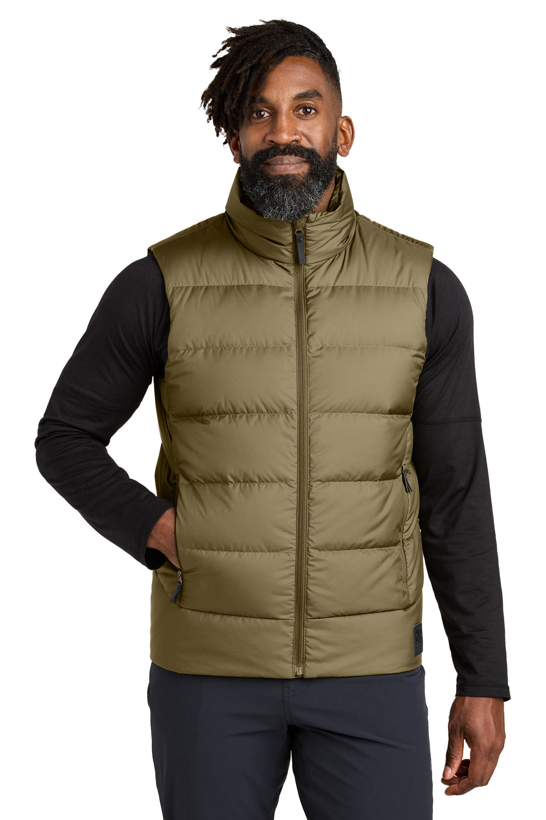 Front View of Loden LIMITED EDITION Outdoor Research Coldsnap Down Vest OR322227