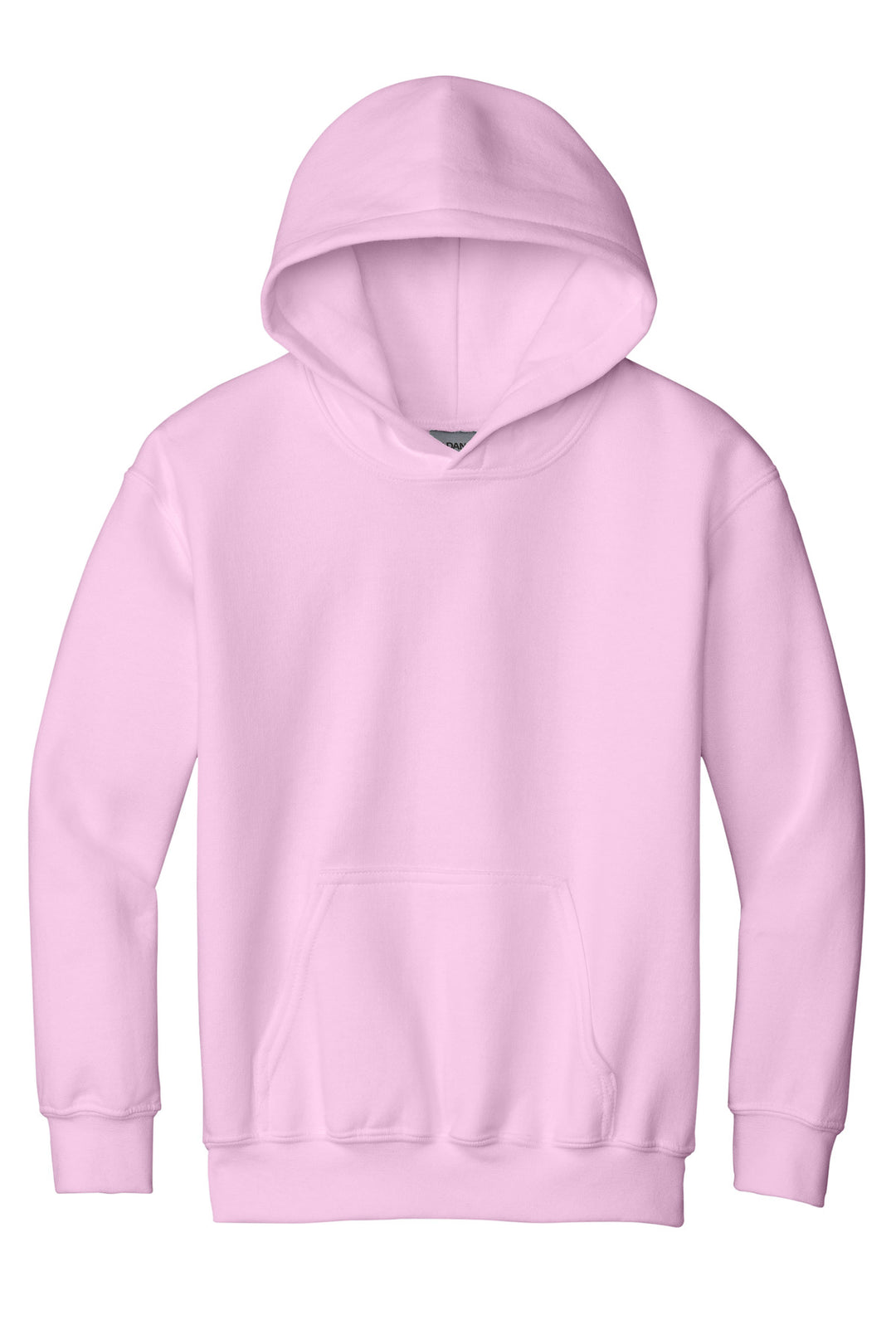 Front View of LT PINK Gildan - Youth Heavy Blend Hooded Sweatshirt. 18500B
