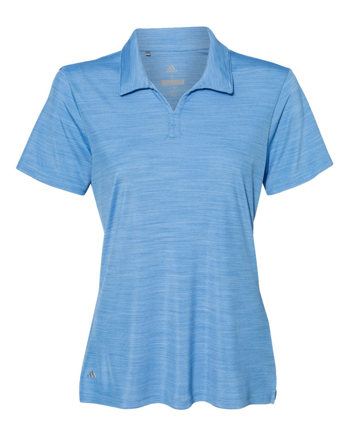 Front View of Lucky Blue Melange Women's Mélange Polo - A403