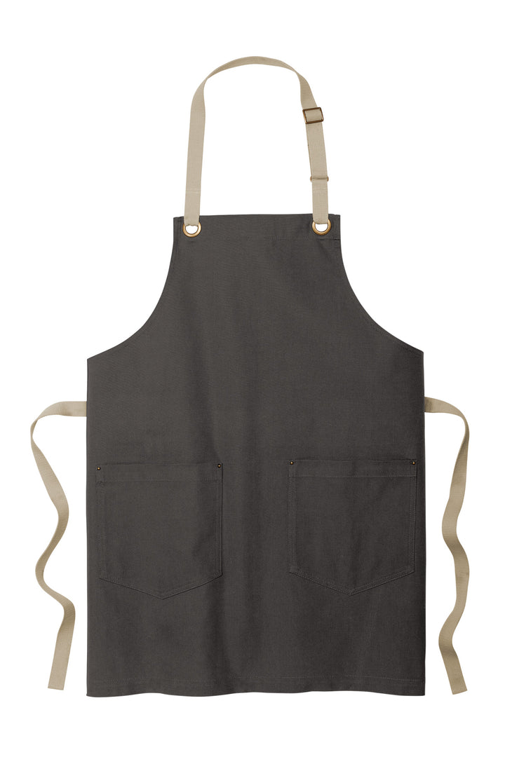 Front View of Magnet/Stn Port Authority Canvas Full-Length Two-Pocket Apron A815
