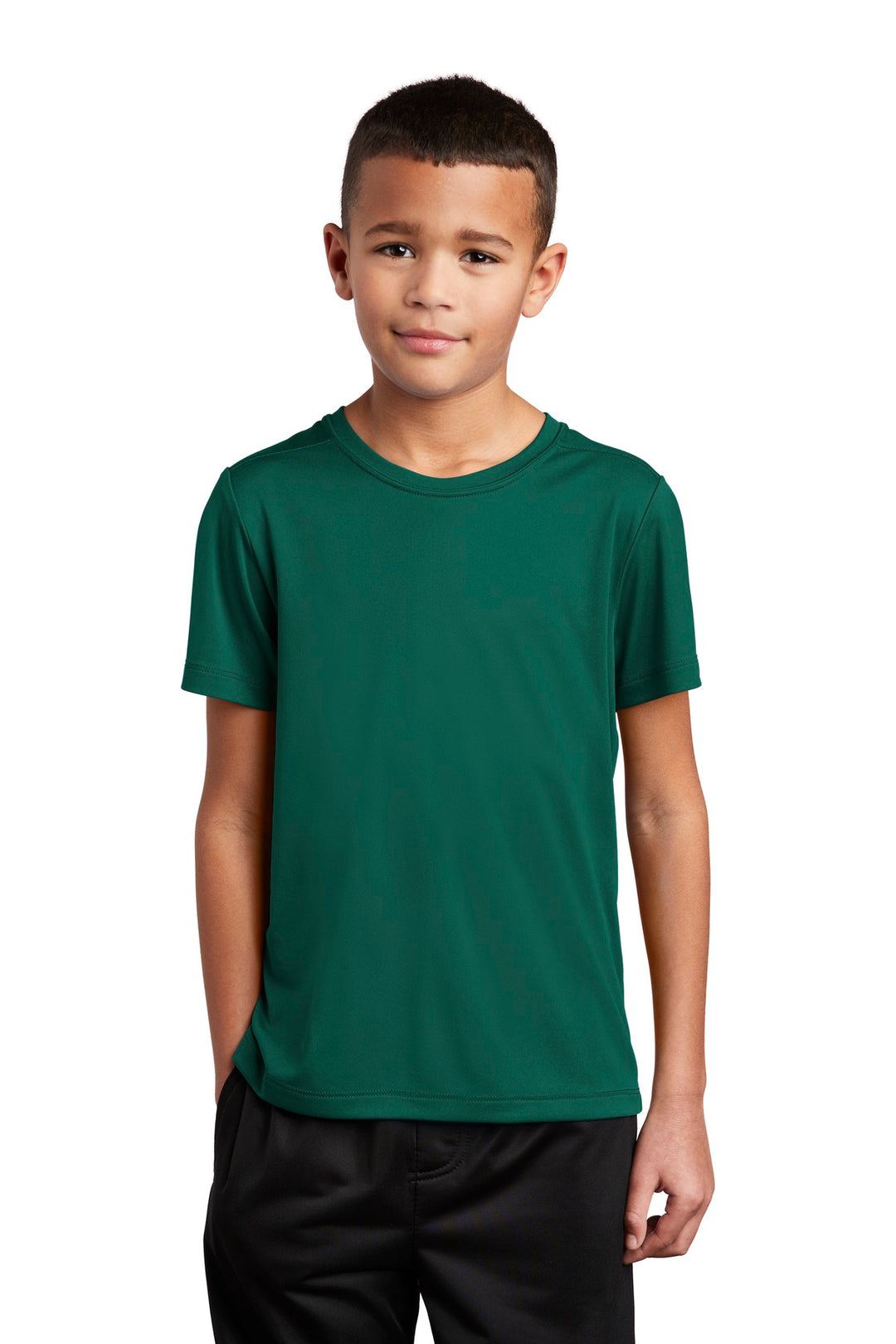 Front View of Marine Green Sport-Tek Youth Posi-UV Pro Tee. YST420