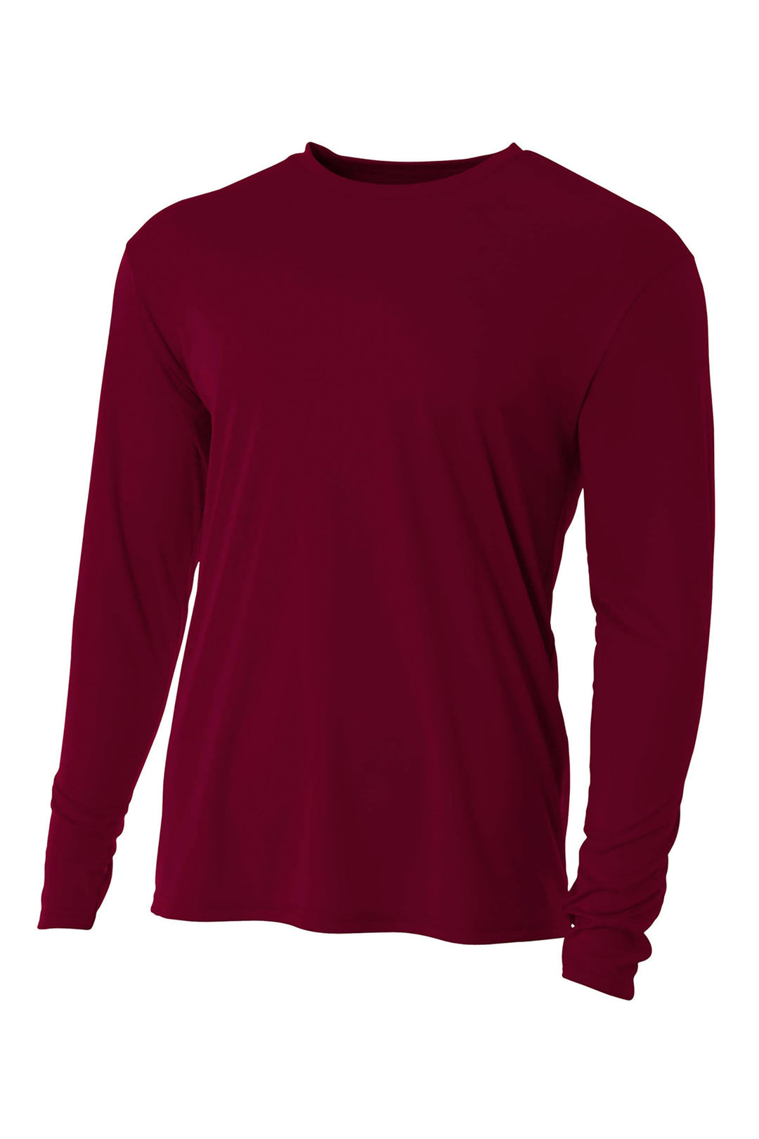 Front View of Maroon A4 Cooling Performance Long Sleeve Tee A4N3165