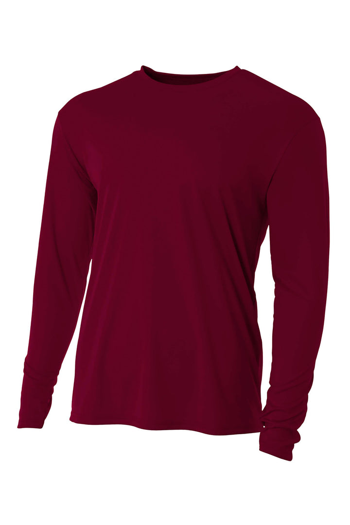 Front View of Maroon A4 Cooling Performance Long Sleeve Tee A4N3165
