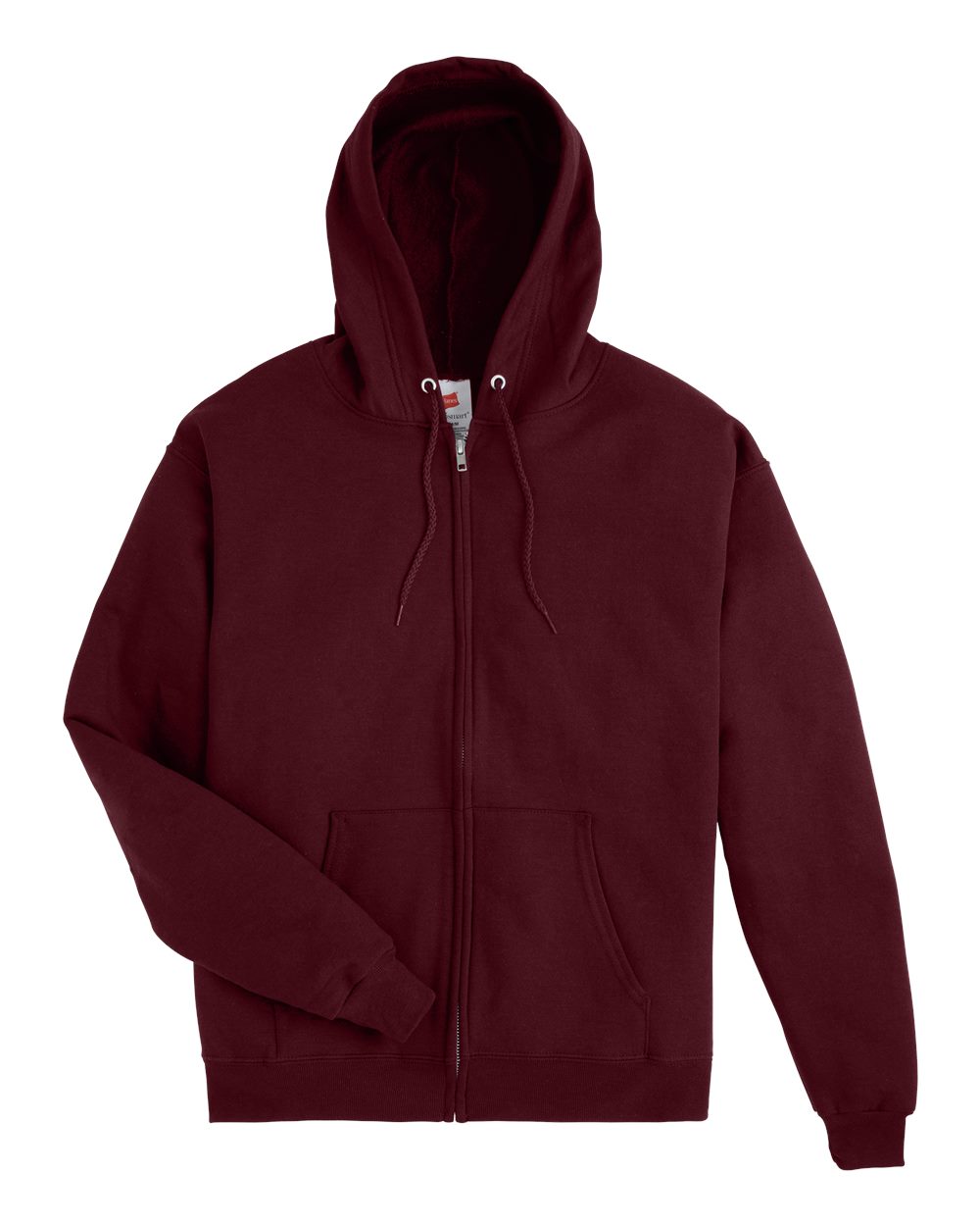 Front View of Maroon Ecosmart® Full-Zip Hooded Sweatshirt - P180