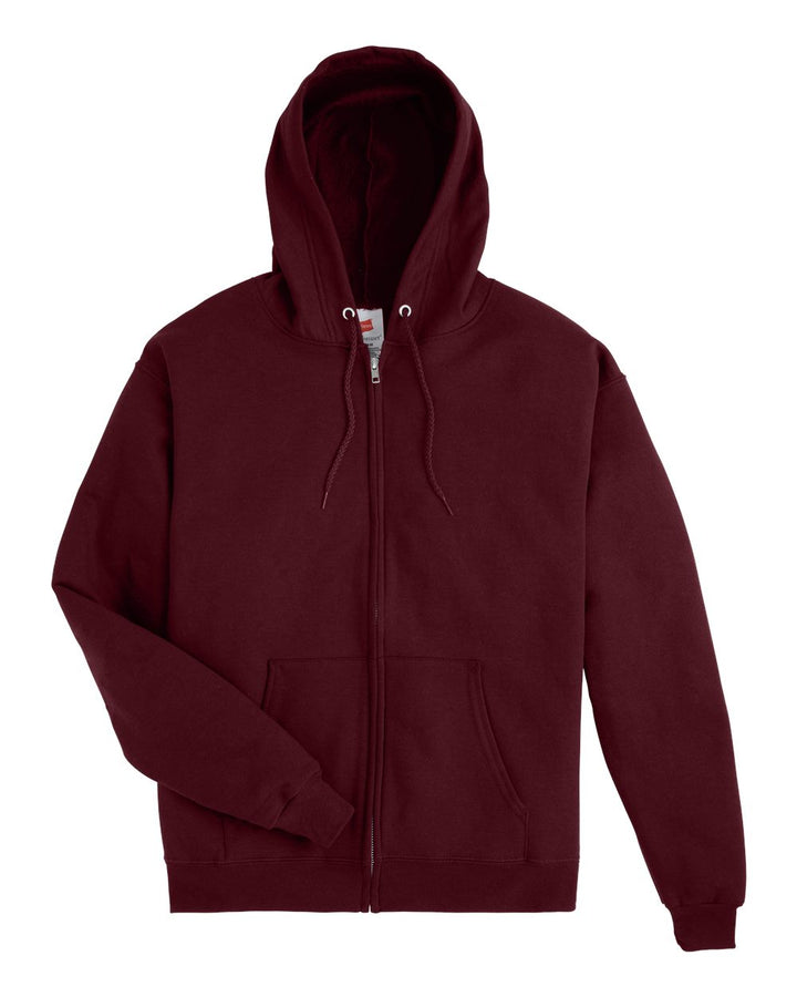 Front View of Maroon Ecosmart® Full-Zip Hooded Sweatshirt - P180