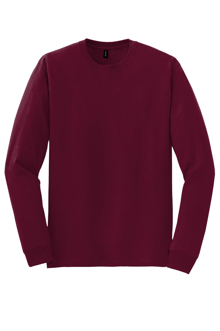 Front View of Maroon Gildan - DryBlend 50 Cotton/50 Poly Long Sleeve T-Shirt. 8400