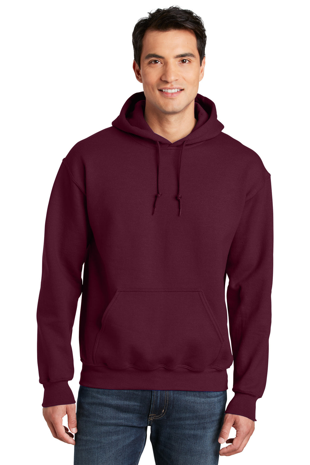 Front View of Maroon Gildan - DryBlend Pullover Hooded Sweatshirt. 12500