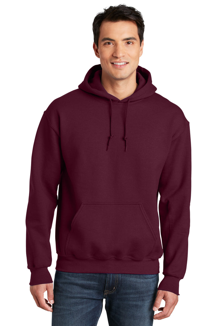 Front View of Maroon Gildan - DryBlend Pullover Hooded Sweatshirt. 12500