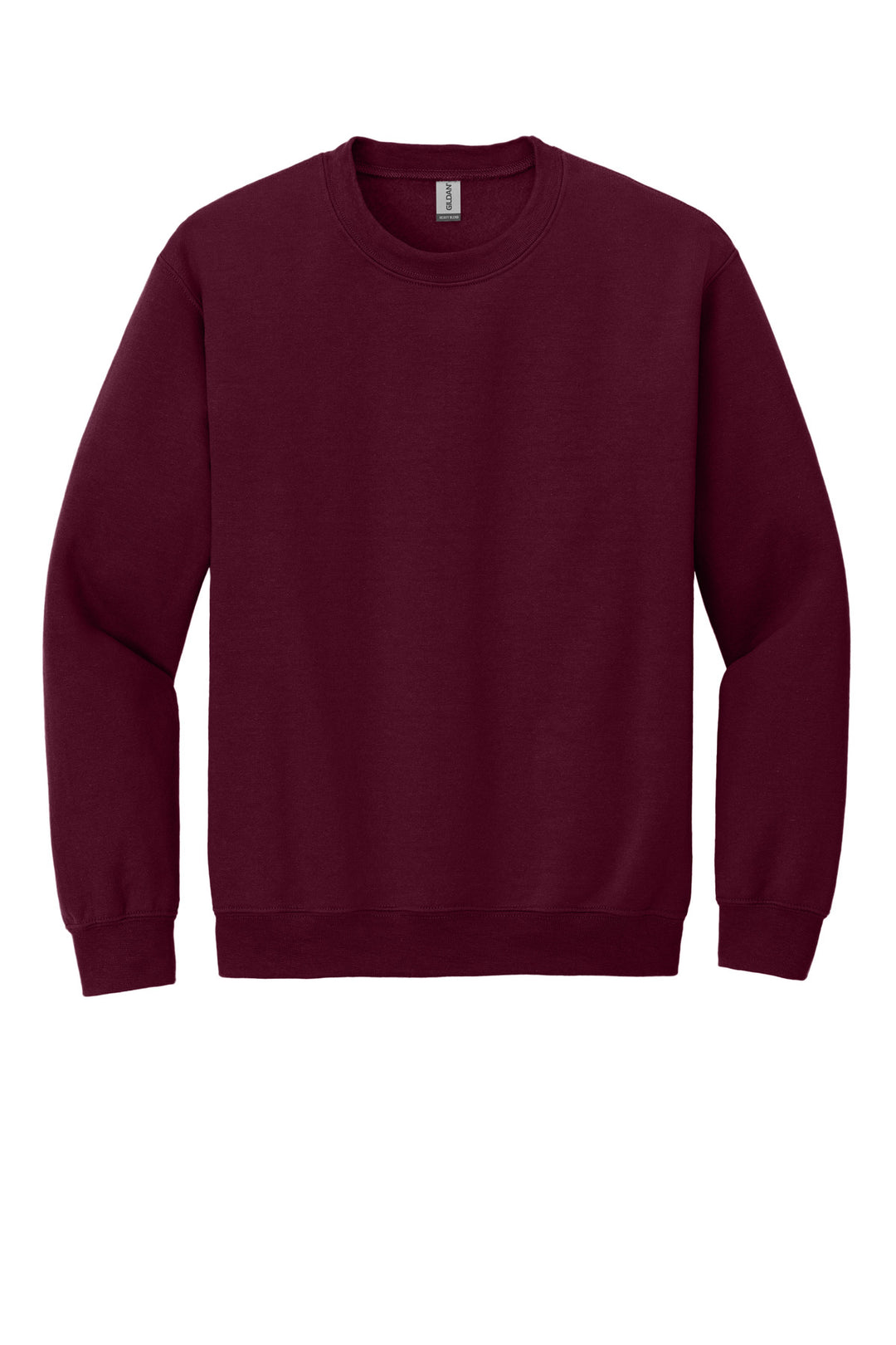 Front View of Maroon Gildan Heavy Blend Crewneck Sweatshirt. 18000