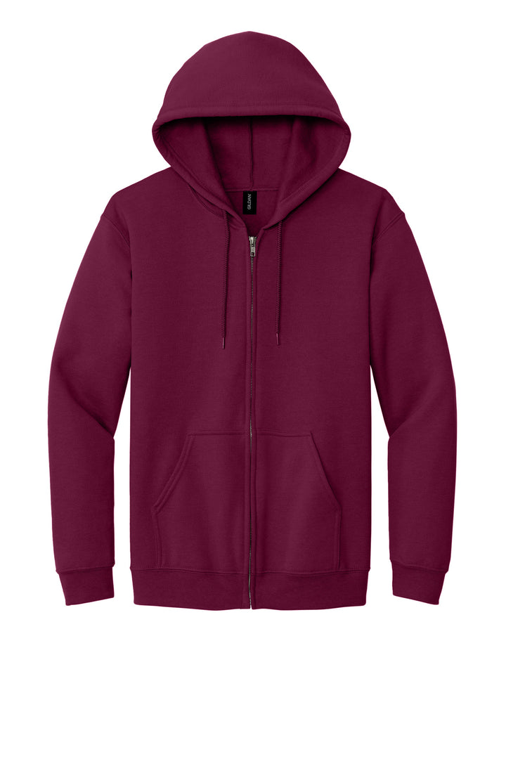 Front View of Maroon Gildan - Heavy Blend Full-Zip Hooded Sweatshirt. 18600