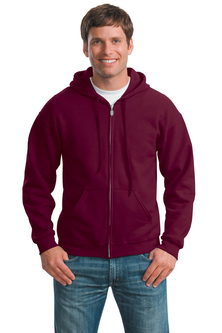 Front View of Maroon Gildan - Heavy Blend Full-Zip Hooded Sweatshirt. 18600