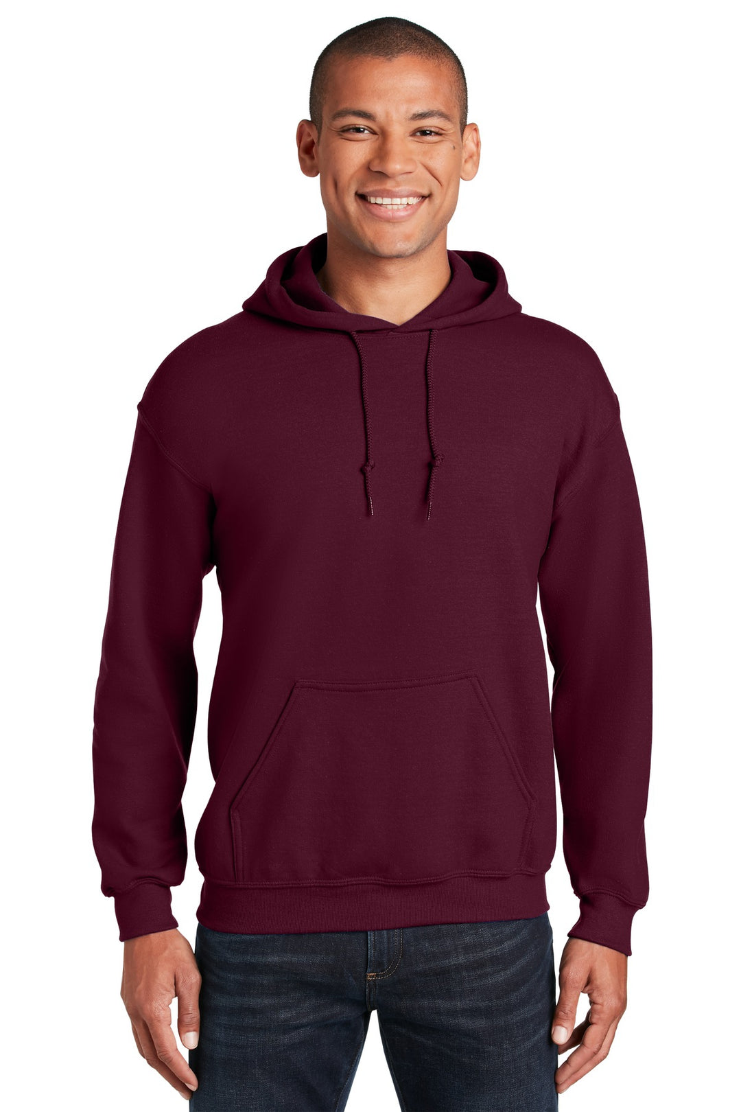 Front View of Maroon Gildan - Heavy Blend Hooded Sweatshirt. 18500