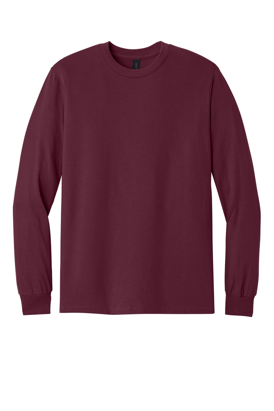 Front View of Maroon Gildan - Heavy Cotton 100% Cotton Long Sleeve T-Shirt. 5400