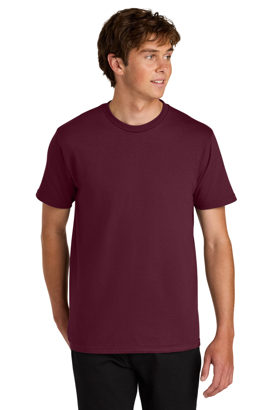 Front View of Maroon Gildan Softstyle Midweight Tee 65000
