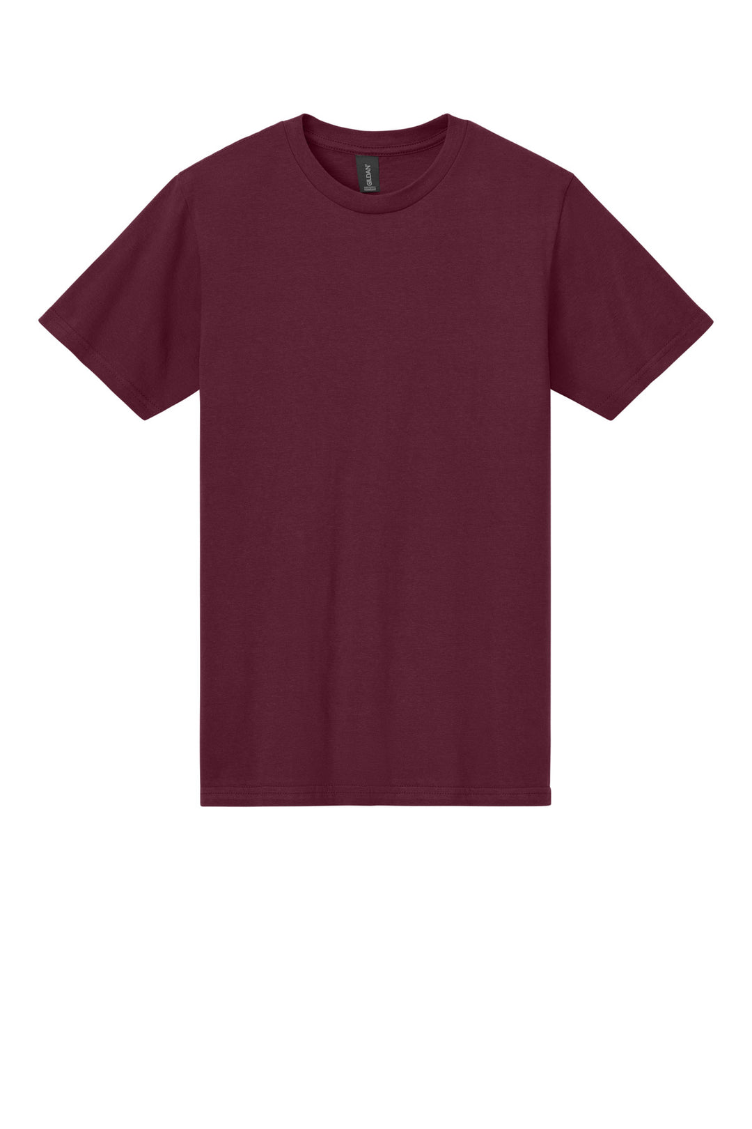 Front View of Maroon Gildan Softstyle Midweight Tee 65000