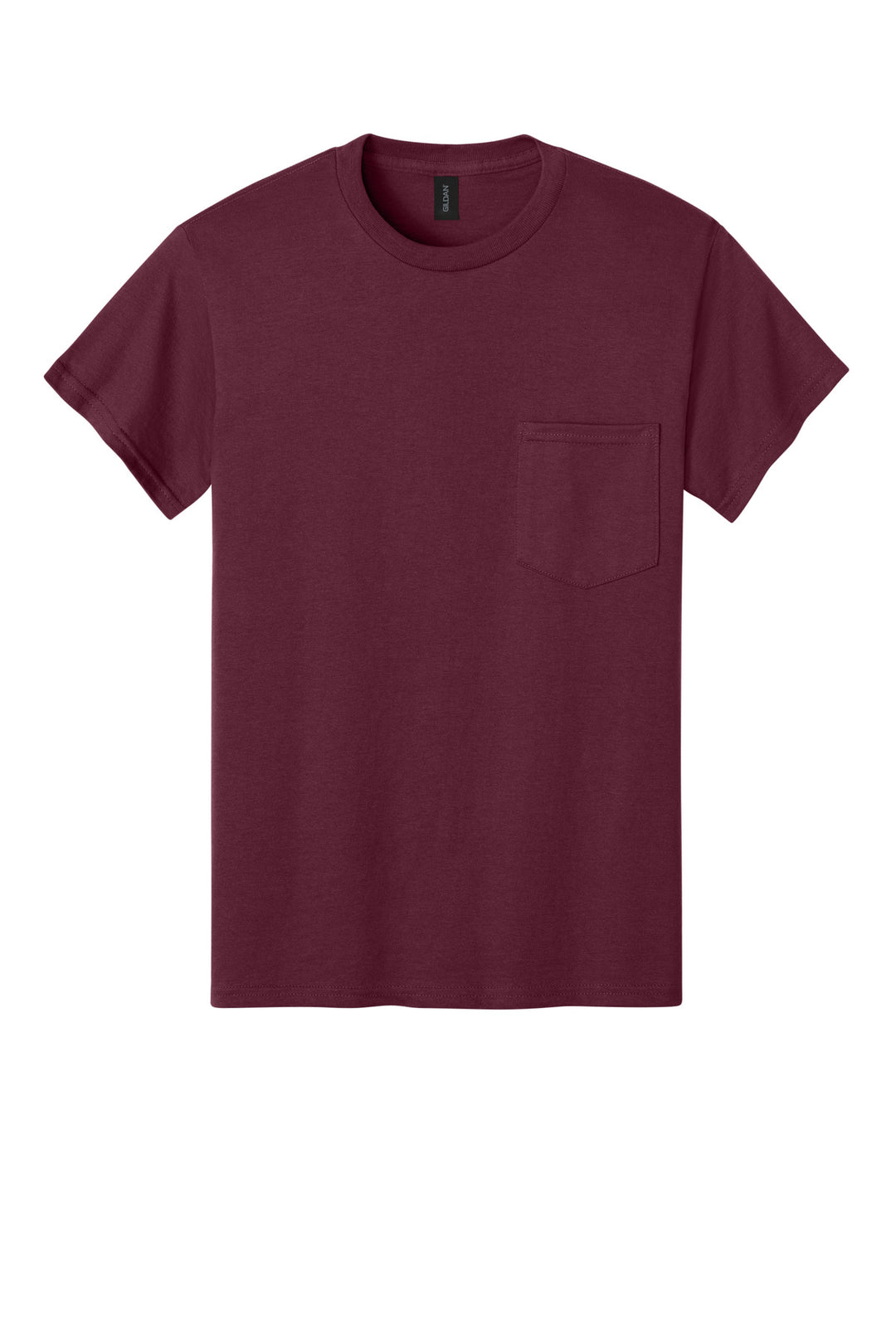 Front View of Maroon Gildan - Ultra Cotton 100% US Cotton T-Shirt with Pocket. 2300