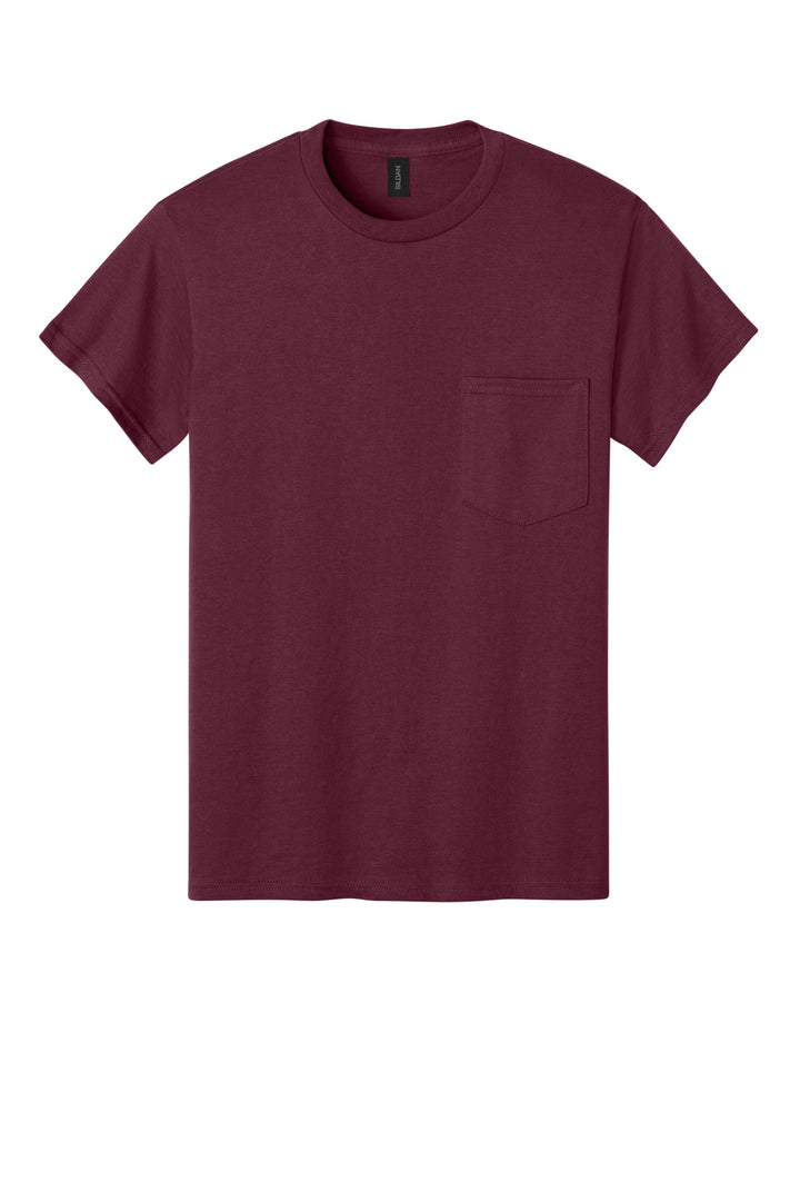 Front View of Maroon Gildan - Ultra Cotton 100% US Cotton T-Shirt with Pocket. 2300