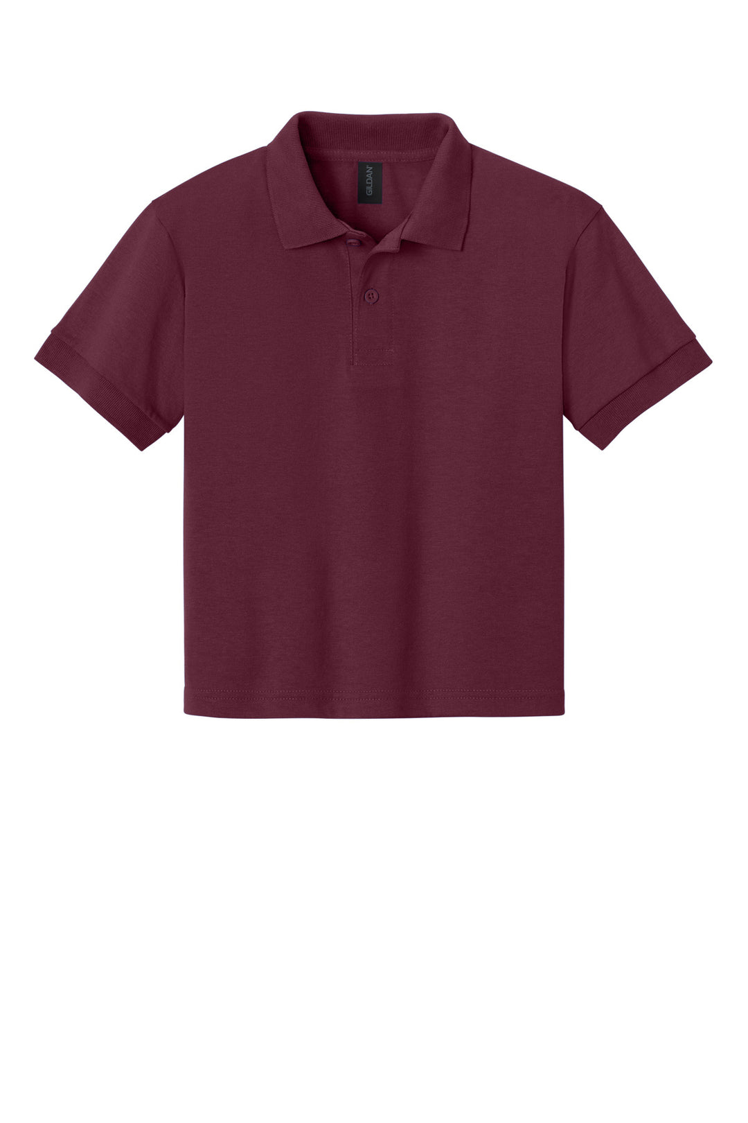 Front View of Maroon Gildan Youth DryBlend 6-Ounce Jersey Knit Sport Shirt. 8800B