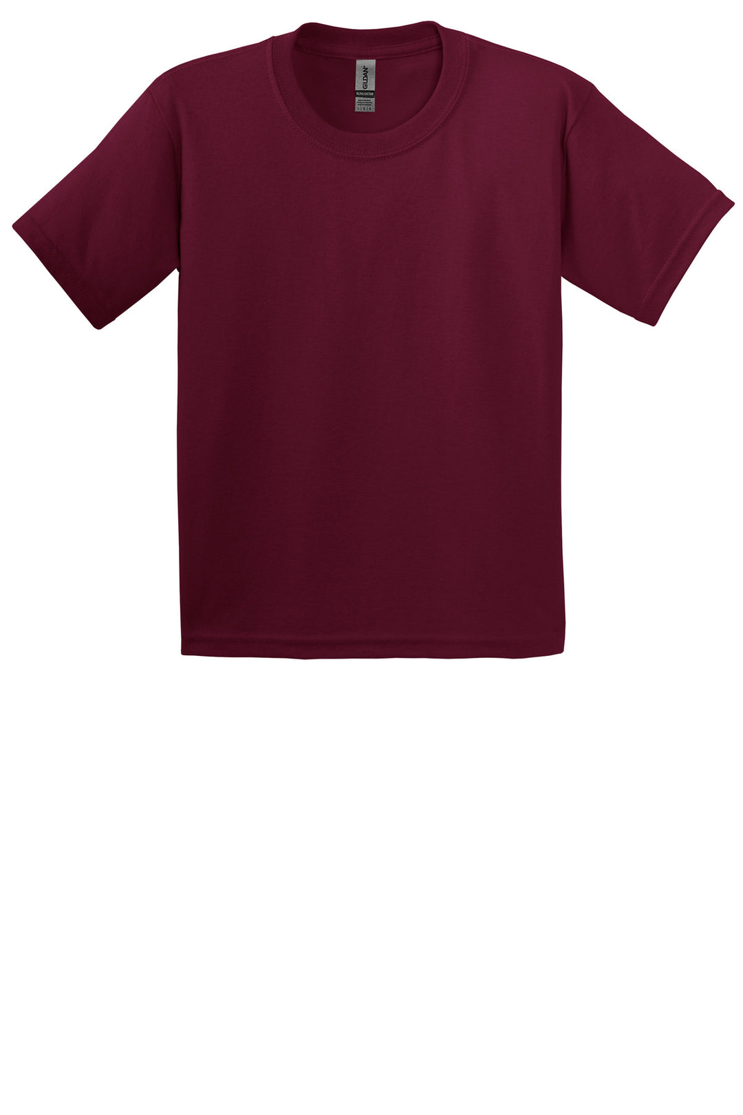 Front View of Maroon Gildan - Youth Ultra Cotton 100% US Cotton T-Shirt. 2000B