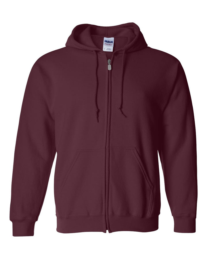 Front View of Maroon Heavy Blend™ Full-Zip Hooded Sweatshirt - 18600