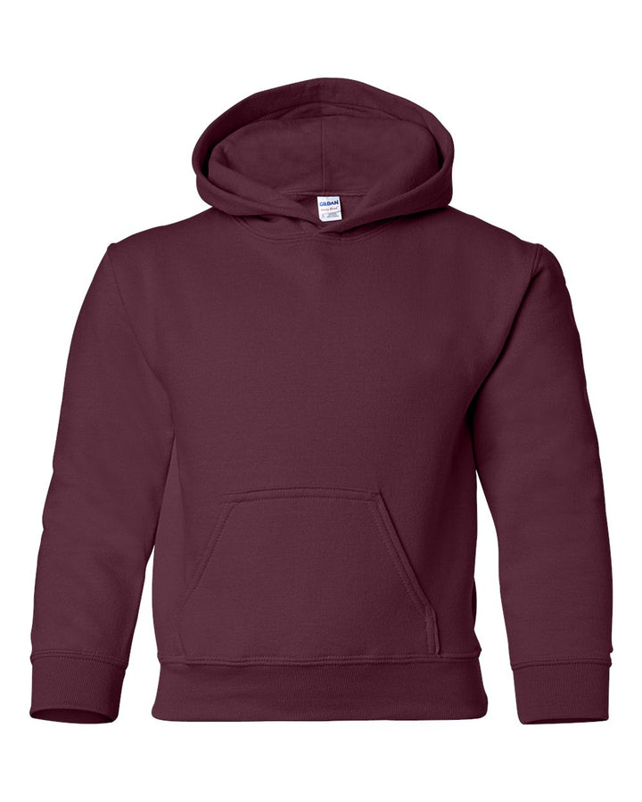 Front View of Maroon Heavy Blend™ Youth Hooded Sweatshirt - 18500B