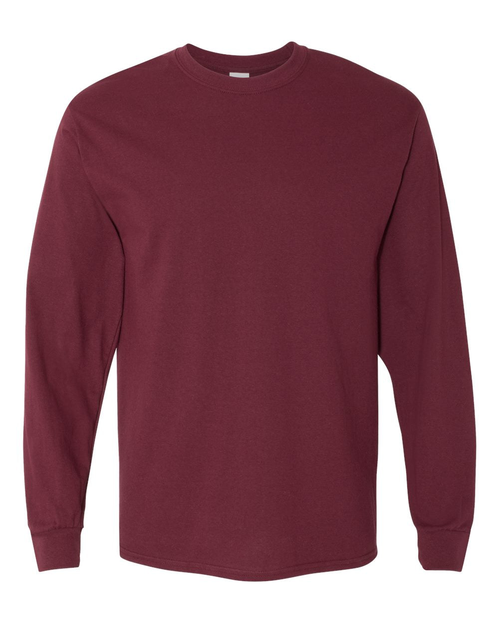 Front View of Maroon Heavy Cotton™ Long Sleeve T-Shirt - 5400