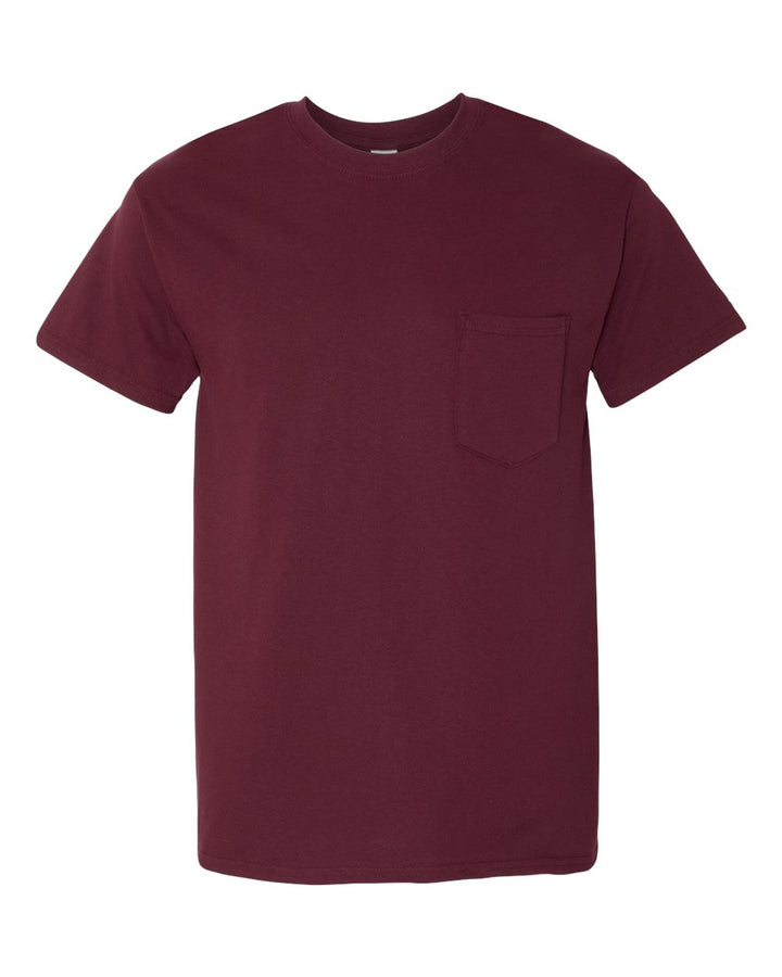 Front View of Maroon Heavy Cotton™ Pocket T-Shirt - 5300