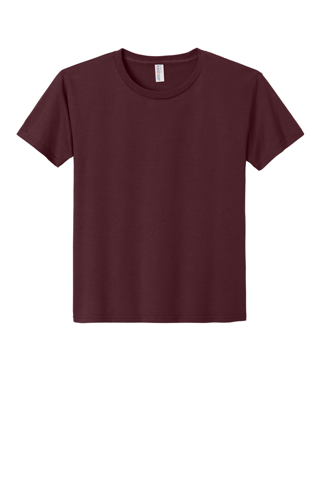 Front View of Maroon Jerzees Classics Youth Cotton T-Shirt 363Y